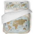 thumbnail image 1 of ABPHQTO Juego de ropa de cama de 3 piezas Globe Vintage World Map Old Balloon Hot Retro Classic Funda nórdica con 2 fundas de almohada, 1 of 1