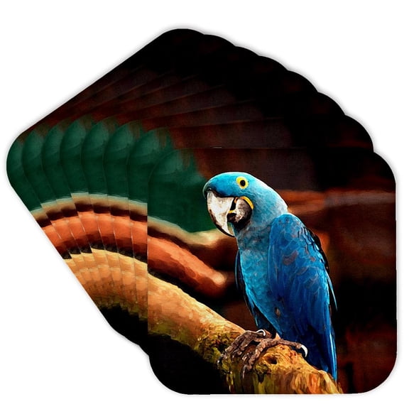 3drose, Hyacinth Macaw, Set of 8 Coasters - Cork