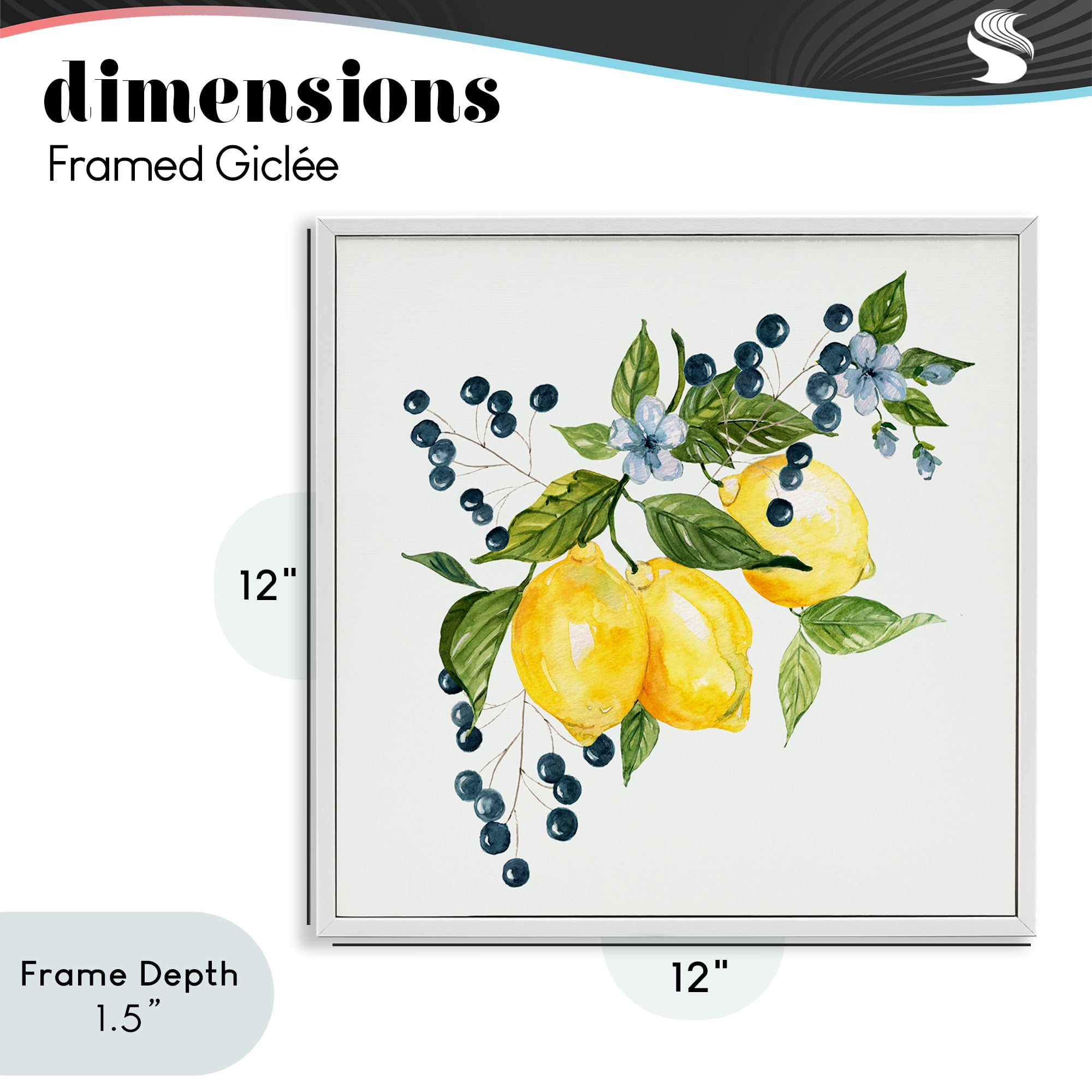 Stupell Industries Lemon Branch with Berries White Framed Giclee Art, design by Livi Finn