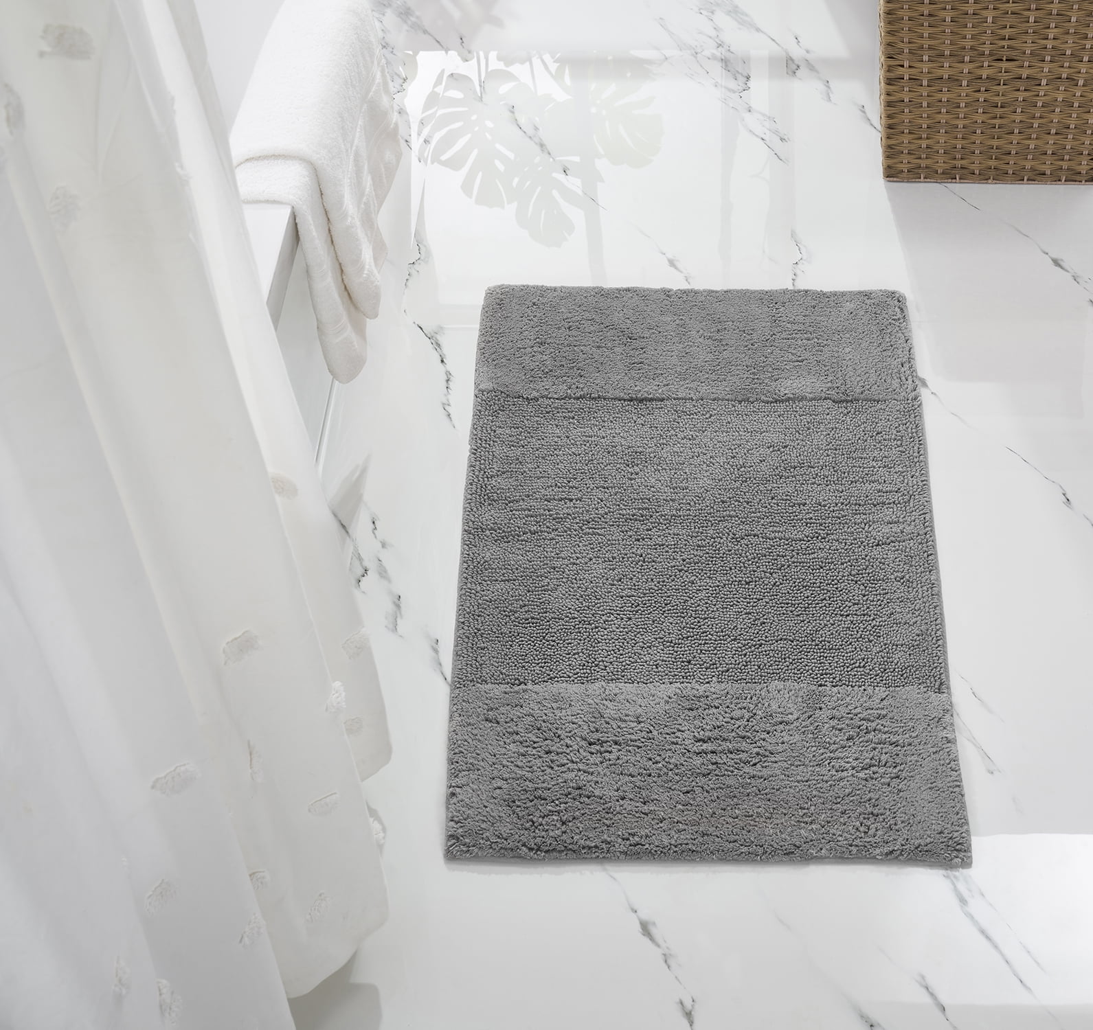 Better Trends 5 Piece Bathroom Rug Set, 100% Cotton, Extra Soft Tufted Bath Mat, Water Absorbent & Non Slip Bath Rug, (Gray) Granada Collection