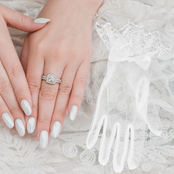 TABLZONE 2 Pairs Tulle Short Gloves with Comfortable Fit for Women Formal Events and Cosplay