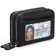 thumbnail image 1 of Small Genuine Leather Wallet for Women, RFID Blocking Credit Card Holder Wallet - Black, 1 of 5