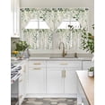 thumbnail image 4 of Green Eucalyptus Swag Valance and Tier Curtains Set Leaf Retro Linen Background Farmhouse Kitchen Curtains 3 Piece Set Rod Pocket Panels for Bedroom Cafe Swag Valances and 24 inches Tiers, 4 of 6