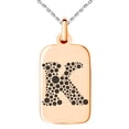 thumbnail image 1 of Stainless Steel Letter K Initial Dotted Monogram Engraved Small Rectangle Dog Tag Charm Pendant Necklace, 1 of 1