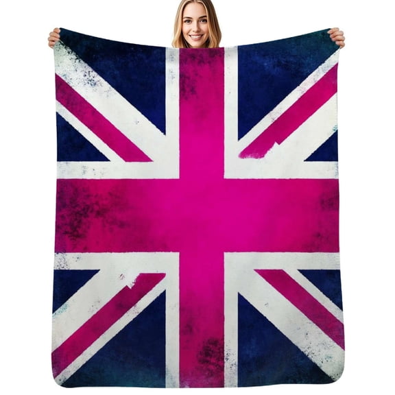 Pink and Purple Union Jack Flag Flannel Blanket Warm Soft Bedding Throws Winter Camping Chair Sofa Bed