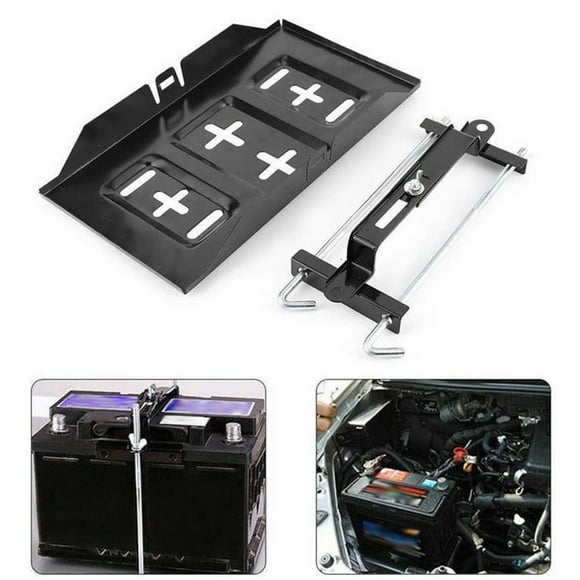 Lefu 1 Set Car Battery Tray Bracket Black Battery Bracket Tray Mounting Bracket kit