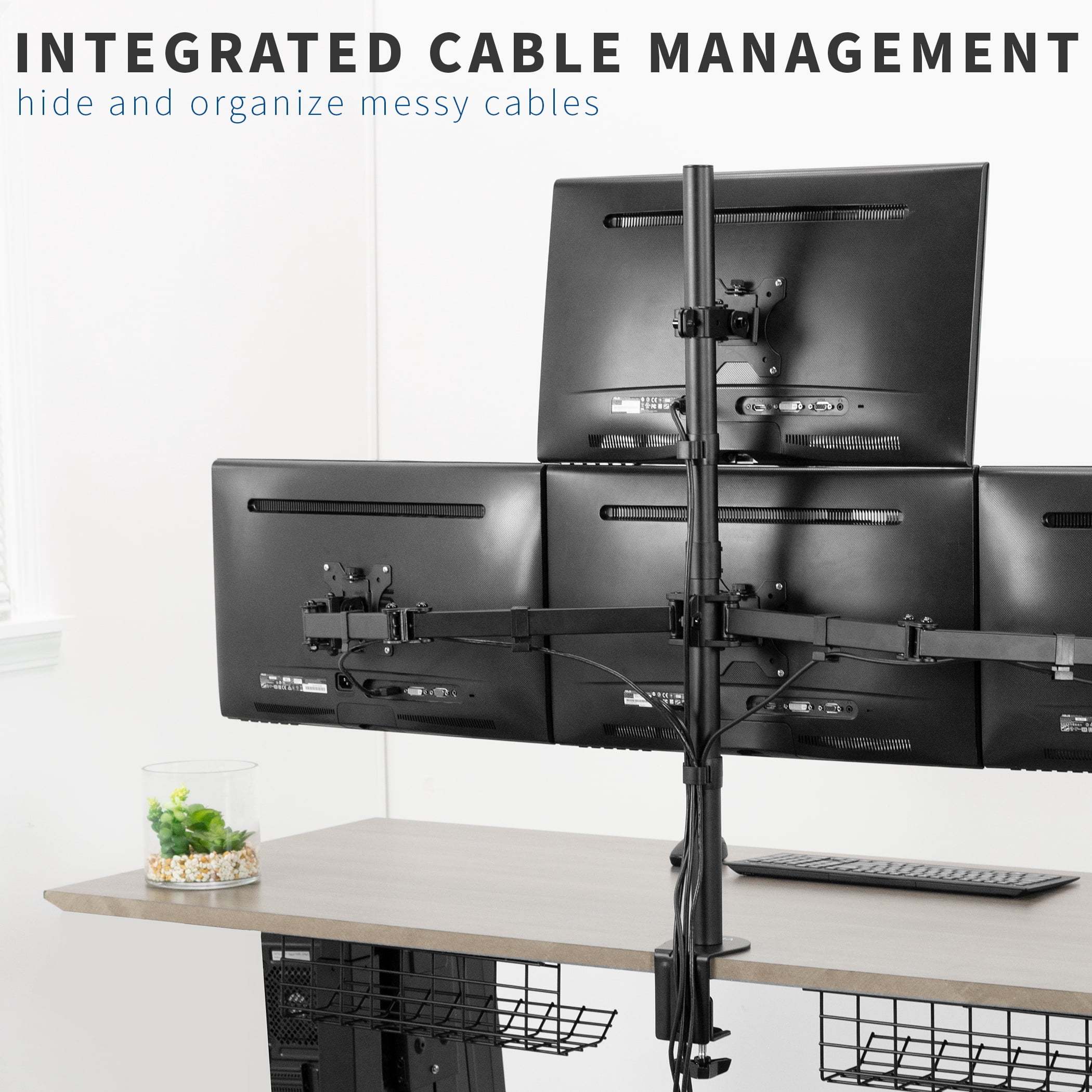 VIVO Quad Heavy Duty 13" to 24" Monitor Desk Mount | 3 + 1 Stand Holds 4 Screens