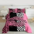 thumbnail image 2 of Manfei Girls Lips Full Size Comforter Sets, Leopard Zebra Print Bedding Comforter Set, Pink Black White Bedding Sets, Luxury Bedroom Decor Reversible 3-Piece, 2 of 8