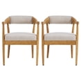 thumbnail image 3 of Christopher Knight Home Upholstered Dining Arm Chairs Set of 2, Rubberwood Frame, Beige+Natural, 3 of 11