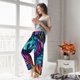 thumbnail image 5 of Fotbe Colorful Tropical Leaves Pantalones de Pijama para Mujer, Pantalones de Dormir, Pantalones Pj con Cordón y Bolsillos-Small, 5 of 6