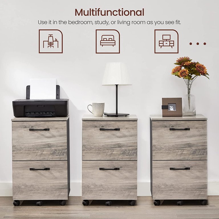 VASAGLE Industrial 2-Drawer Mobile File Cabinet, Greige photo 6