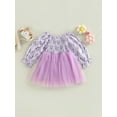 thumbnail image 4 of hirigin Baby Girls Autumn A-line Dress Long Sleeve Floral/Butterfly Print Tulle Patchwork Dress, 4 of 8