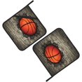 thumbnail image 3 of SKQIT Retro Shabby Creative Basketball Print Pot Holders Set of 2, Kitchen Heat Resistant Potholder for Microwave Cooking Baking Oven End Dishes and BBQ, 3 of 8