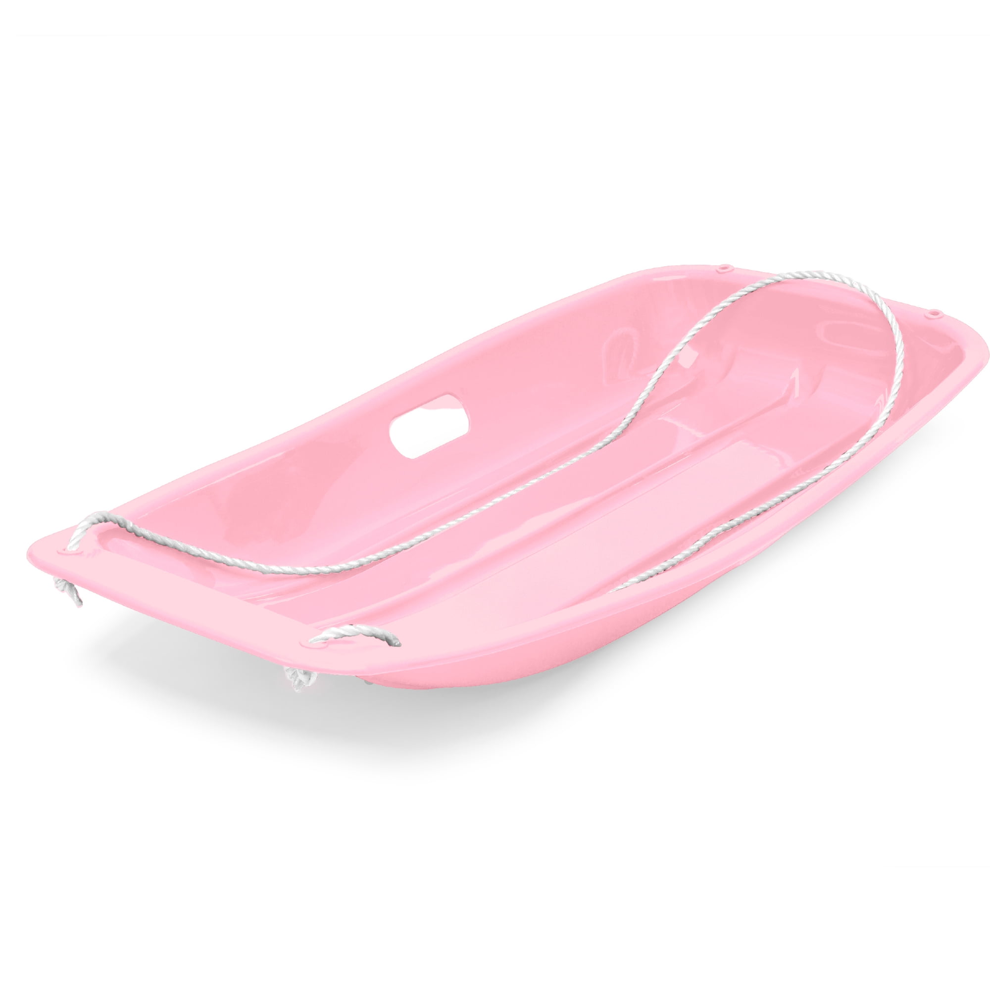 Best Choice Products 35in Kids Outdoor Plastic Sport Toboggan Winter Snow Sled Board w/ Pull Rope, 2 Handles - Light Pink