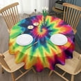 thumbnail image 3 of Rainbow Tie Dye Mandala Pattern Round Tablecloth 60"x60",Wrinkle Wipeable Table Cloth for Kitchen Dining Room Picnic Patio Party, 3 of 6