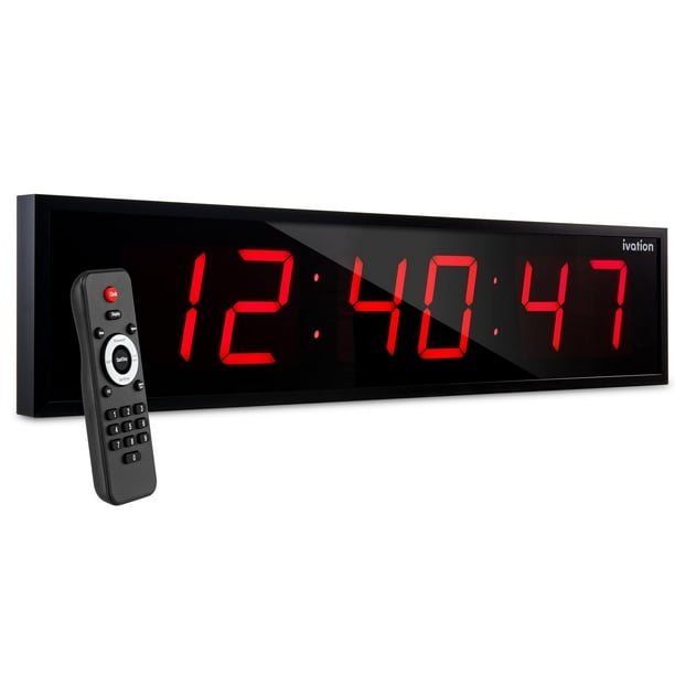 Reloj LED Ivation Huge de 122 cm con cronómetro y alarmas, color rojo
