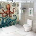 thumbnail image 7 of Orinice  Vintage Nautical Octopus Shower Curtain 60Wx72H Inch Ocean Pirate Map Jellyfish Teal Marine Animal Coastal Sailboat Adventure Bathroom Decor Fabric Polyester Waterproof  60x72, 7 of 7