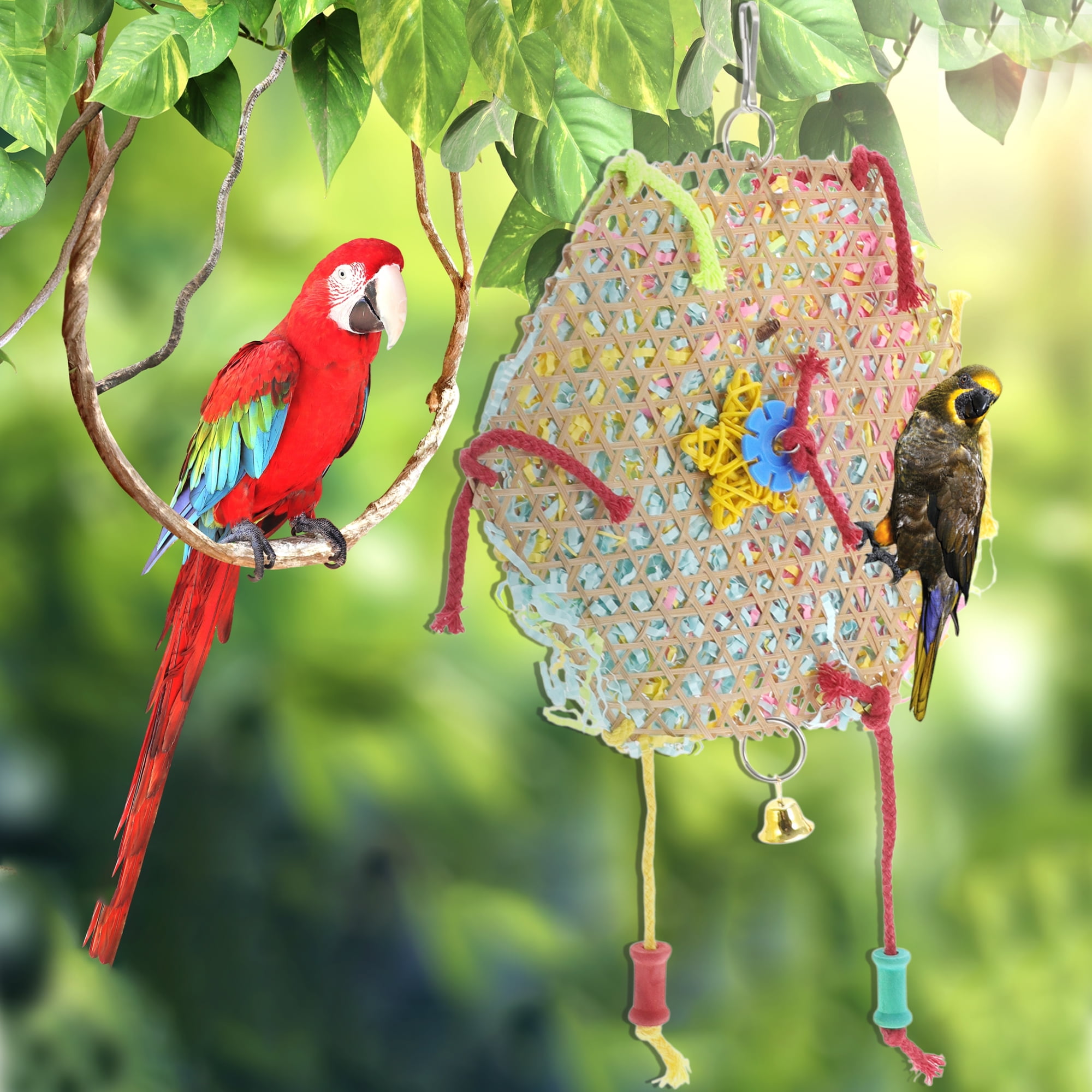 Unique Bargains 2 Pcs Bird Parrot Toys Bird Hanging Foraging Shredder Toys Bird Toys Bird Cage Accessories Cage Toys for Cockatiel Parakeet Parrot