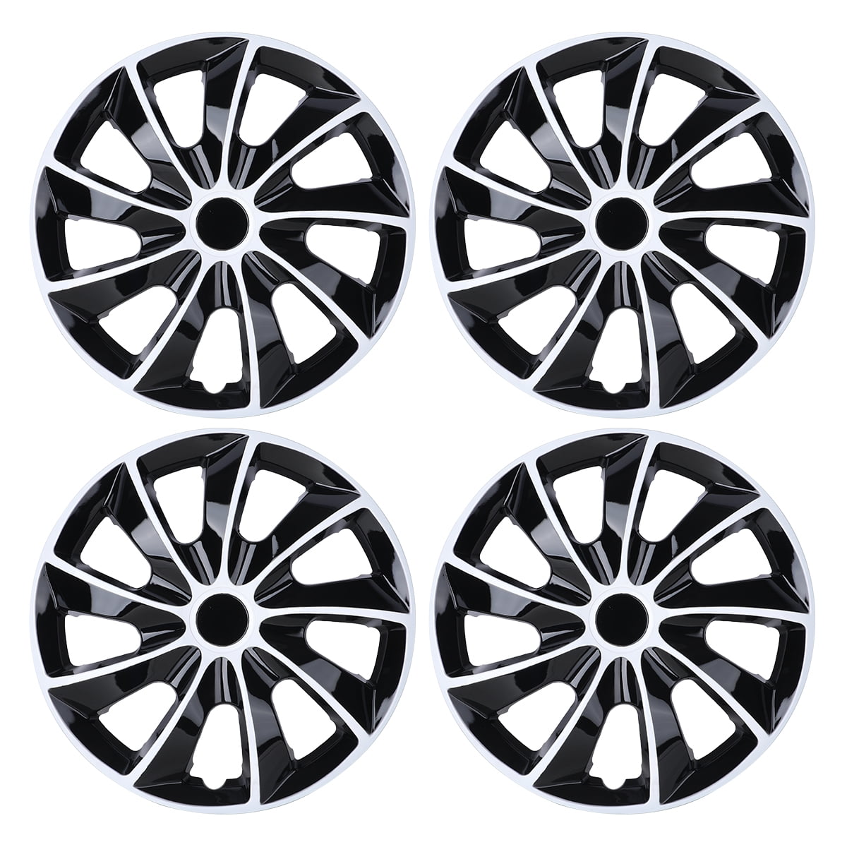 Hubcap Wheel Cover Replacement R16 Hub Caps Universal-Fit Steel Wheel Rim Cover PP Material Exterior Accessories for Car Truck SUV -Set of 4（16-inch，Silver-Black）