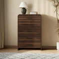 thumbnail image 2 of LuxenHome Modern Walnut Finish 5-Drawer Chest, Engineered Wood Storage Dresser with Rounded Corners, 2 of 12