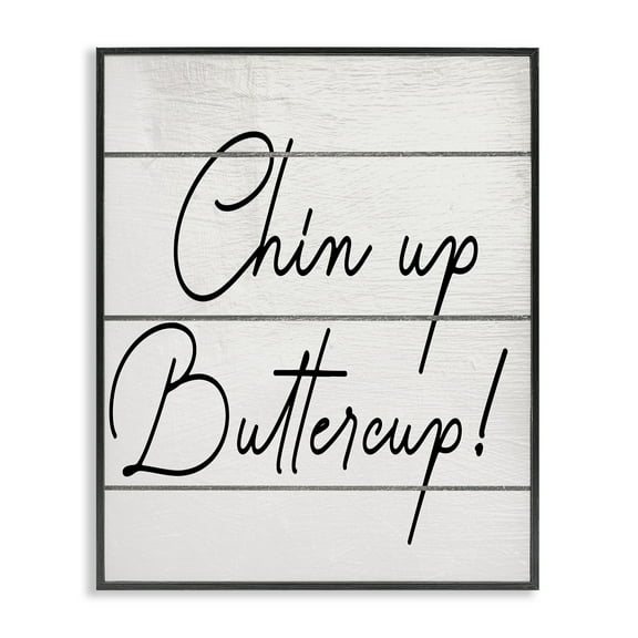 Stupell Industries Chin Up Buttercup Typography Painting Black Framed Art Print Wall Art, 11 x 14