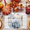 thumbnail image 3 of Navy Blue Pumpkins Fall Placemats Set of 2, Thanksgiving Coastal Wooden Seaside Washable Wipeable Table Mats for Dining Tables, Indoor Outdoor Kitchen Place Mats for Holiday Party Table Decor, 3 of 9