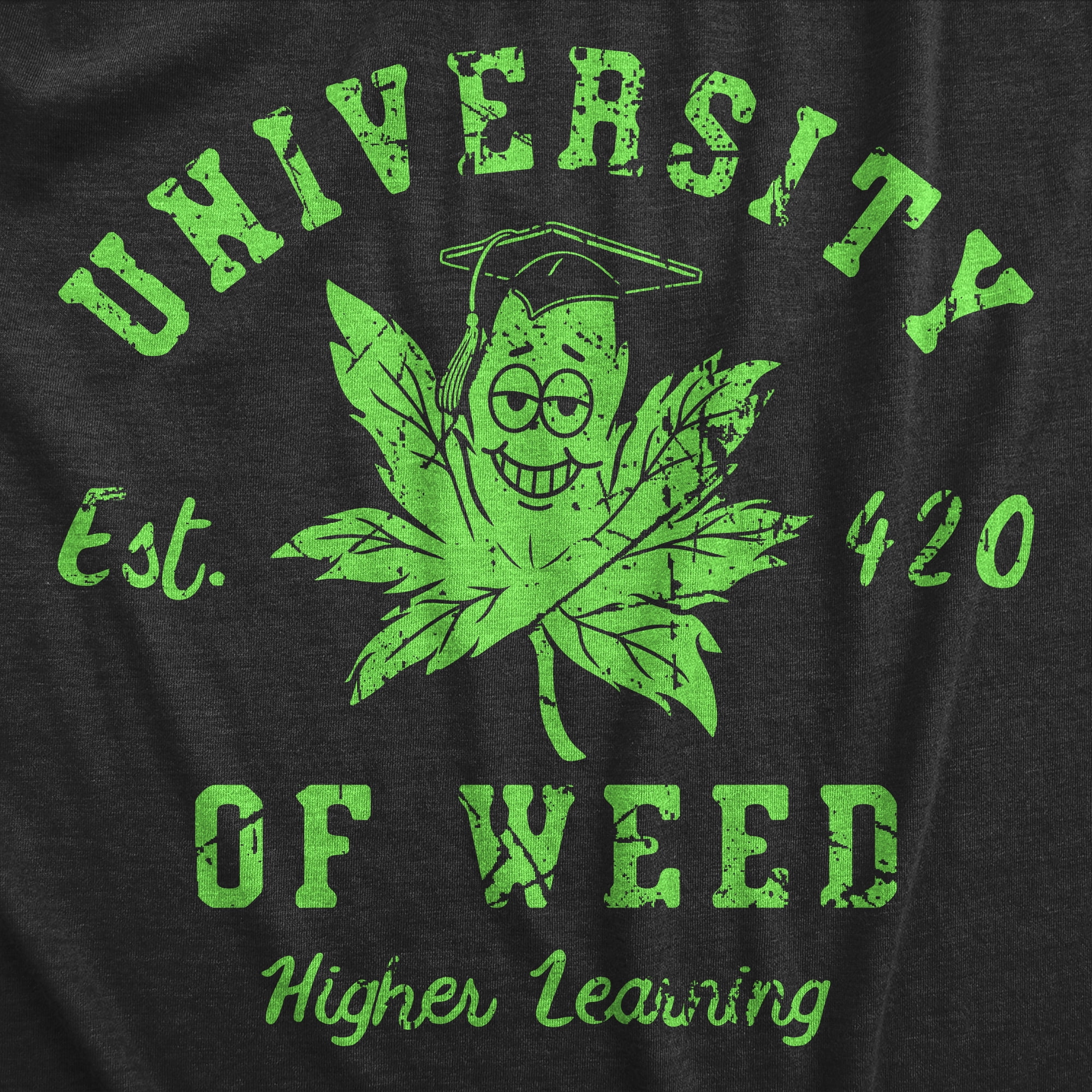 Womens University Of Weed T Shirt Funny 420 Weed Leaf College Tee For (Heather Black - WEEd) - L Womens Graphic Tees - Walmart.com