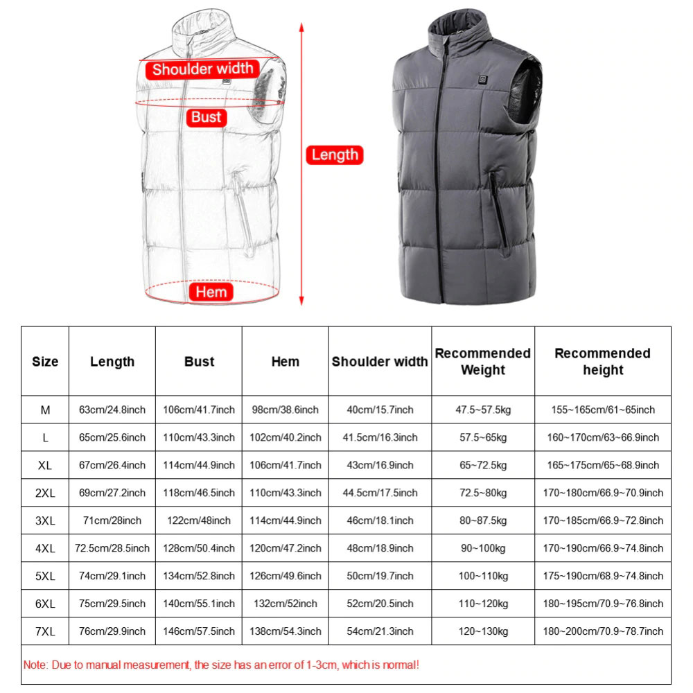CVLIFE Plus Size Electric Heated Vest Jacket Men Women Winter Warm-Up Coat Jacket Waistcoat Washable Waterproof Heating Pad Efficient Warmth 9 Speed Heating With USB Power Pack(10000mAh) - image 2 of 8