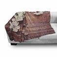 thumbnail image 3 of Wedding Soft Flannel Fleece Throw Blanket, Celebration Flowering Branch Delicate Rings on Wooden Surface Rustic Effect, Cozy Plush for Indoor and Outdoor Use, 60" x 80", Brown and White, by Ambesonne, 3 of 6