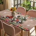 thumbnail image 3 of Red Christmas Table Cloths for 3 Foot Rectangle Tables, Truck Xmas Tree Snowflake Winter Wooden Patio Waterproof Elastic Fitted Tablecloths, Washable Rectangular Table Cover for Camping, 3 of 8