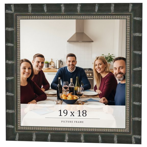 19x18 Frame Black Bamboo Solid Wood Picture Frame Width 1.5 Inches | Interior Frame Depth 0.5