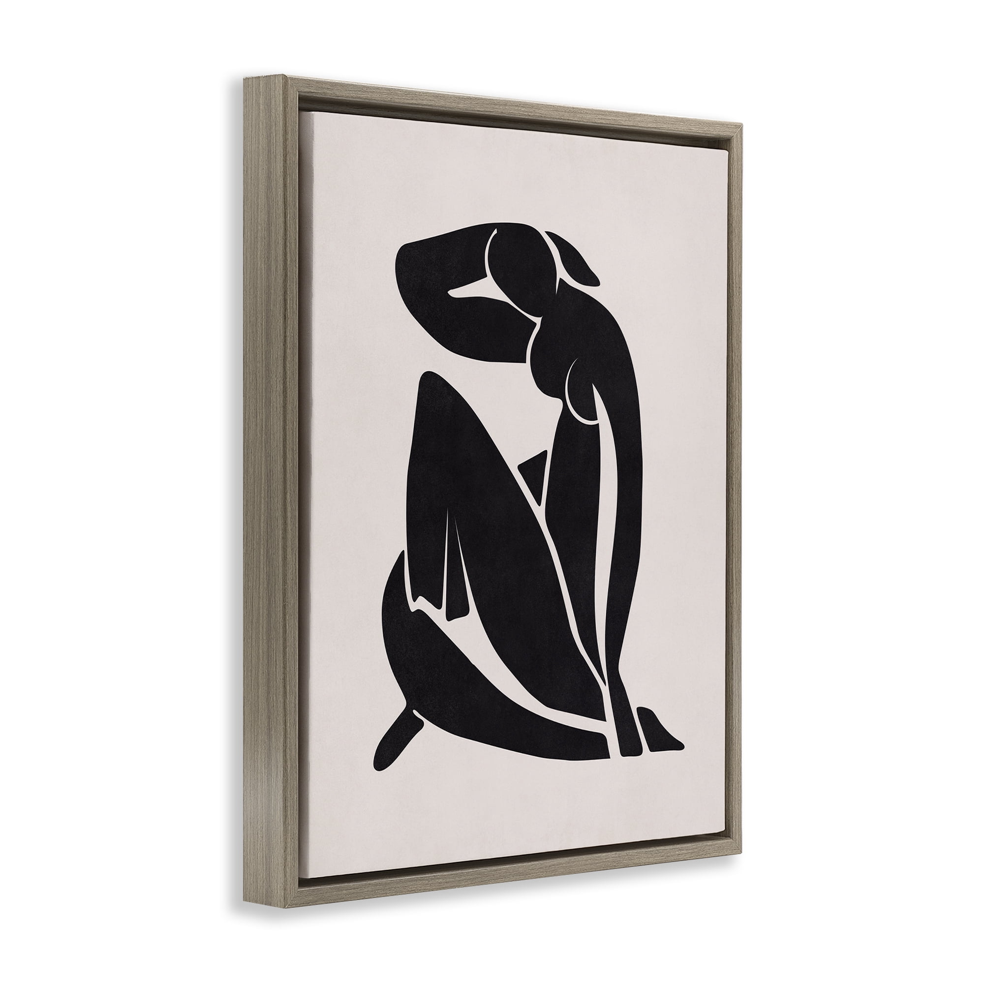 Stupell Industries Midcentury Boho Figure People Painting Brown Floater Framed Canvas Art Print Wall Art, 17 x 21