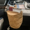 thumbnail image 4 of Car Hanging Storage Bag, Air Vent Mounted Trash Bin Organizer, Washable Kraft Paper Garbage Holder, Multi-Purpose Car Interior Accessories, Durable Vehicle Cabin Organizer, Universal Fit for Cars, 4 of 6