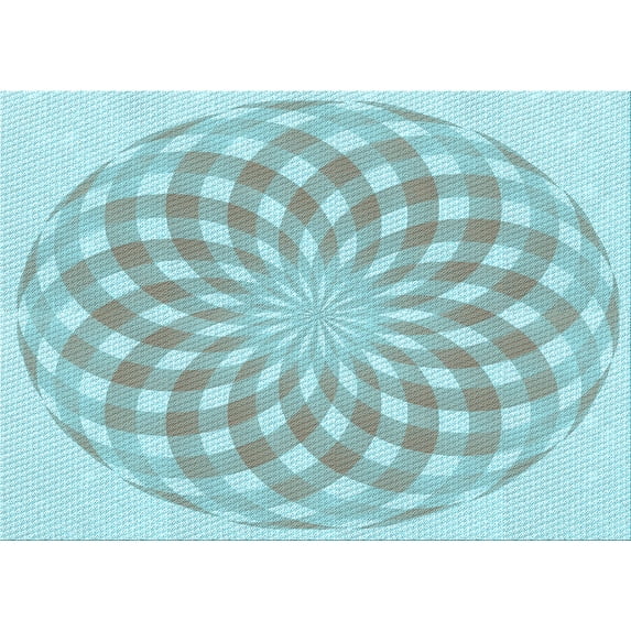 Ahgly Company Indoor Rectangle Patterned Tron Blue Area Rugs, 6' x 9'