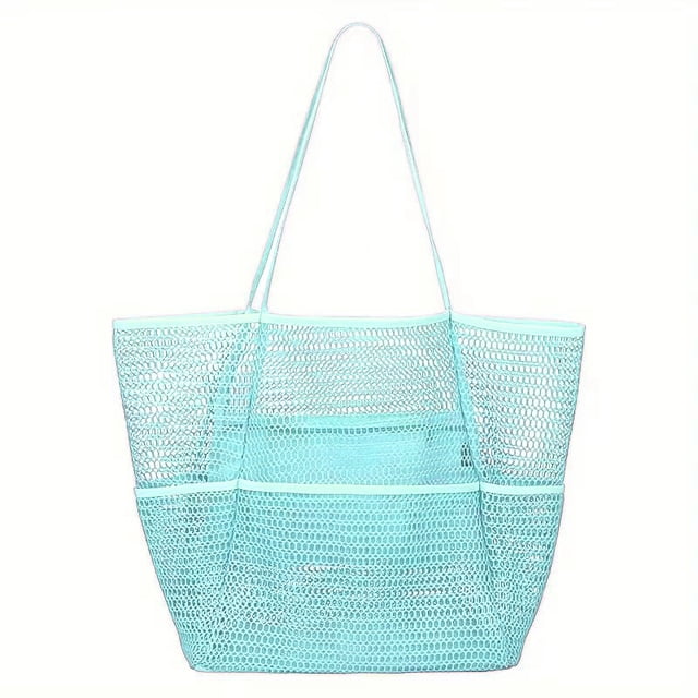 Dual Layer Mesh Beach Bag, Portable Swim Toiletry Storage Pouch, Breathable Tote for Beach, Pool and Bath Essentials