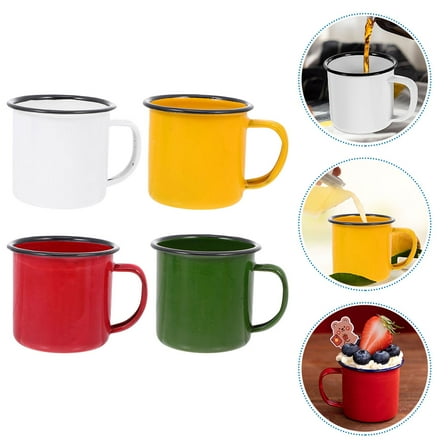 FOLOYORI Enamel Mug for Camping 4Pcs 2.6x2.6x2.4In