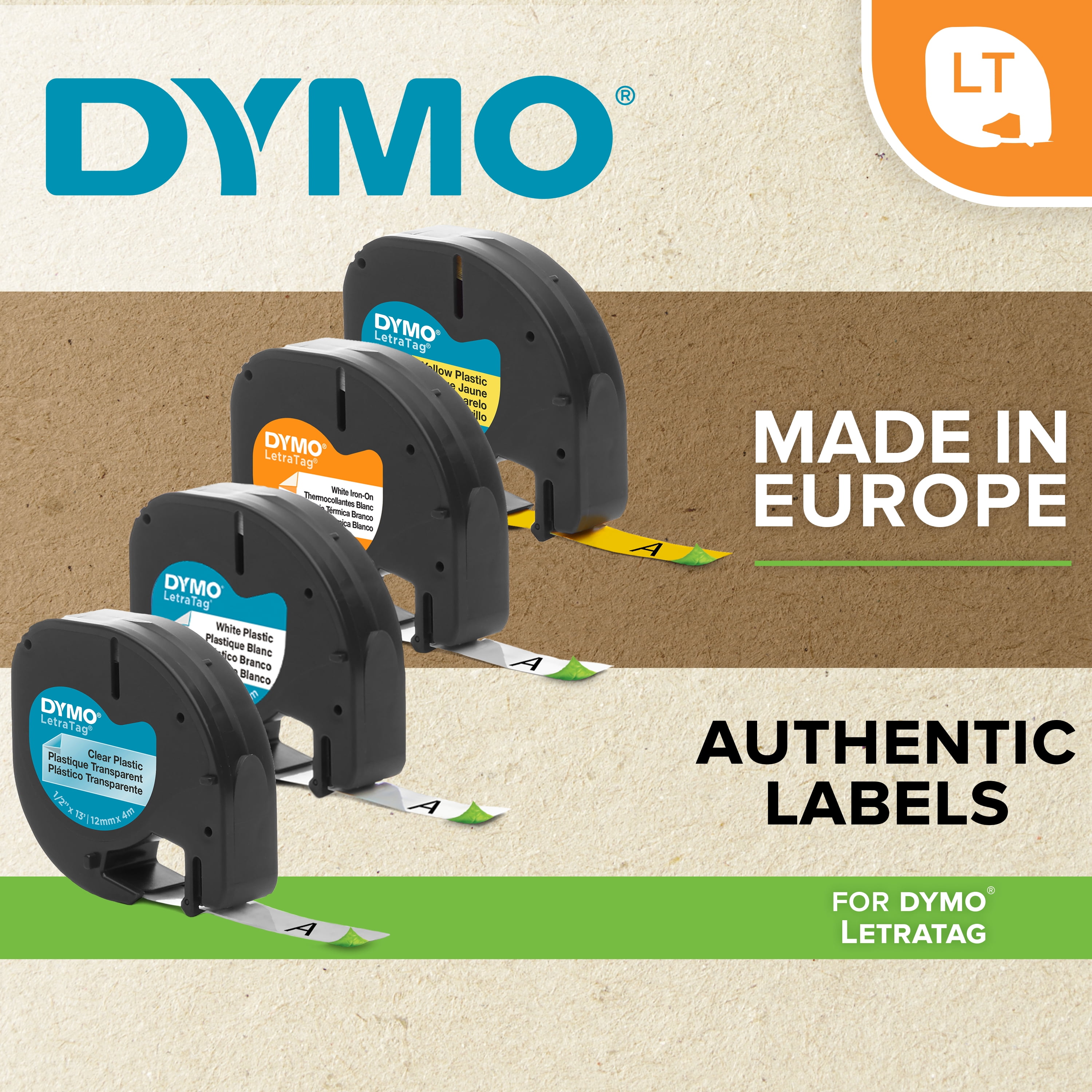 DYMO LT Labeling Tape for LetraTag Label Makers, Black Print on Clear, 1/2" x 13-Foot Rolls, 3 Count