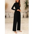 thumbnail image 5 of PRETTYGARDEN Womens Jumpsuit Dressy Casual Spring Fall Fashion One Piece Outfits Long Sleeve Mock Neck Wide Leg Pants Rompers, 5 of 8