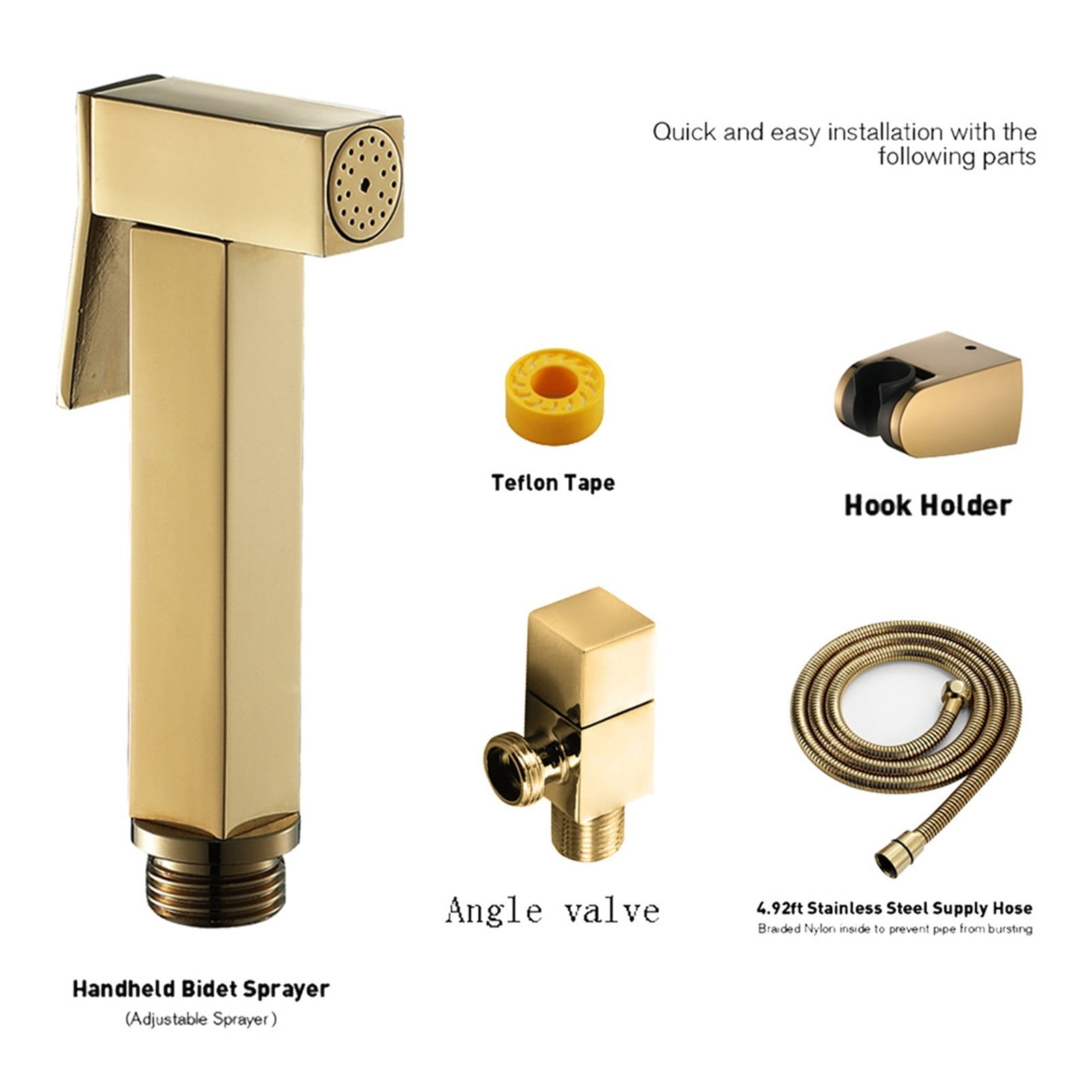 Bidet Faucet Hand Held Bidet Sprayer Douche Toilet Kit Bidet Faucet Gold Shower Head Copper Valve Set Jet Bidet Faucet