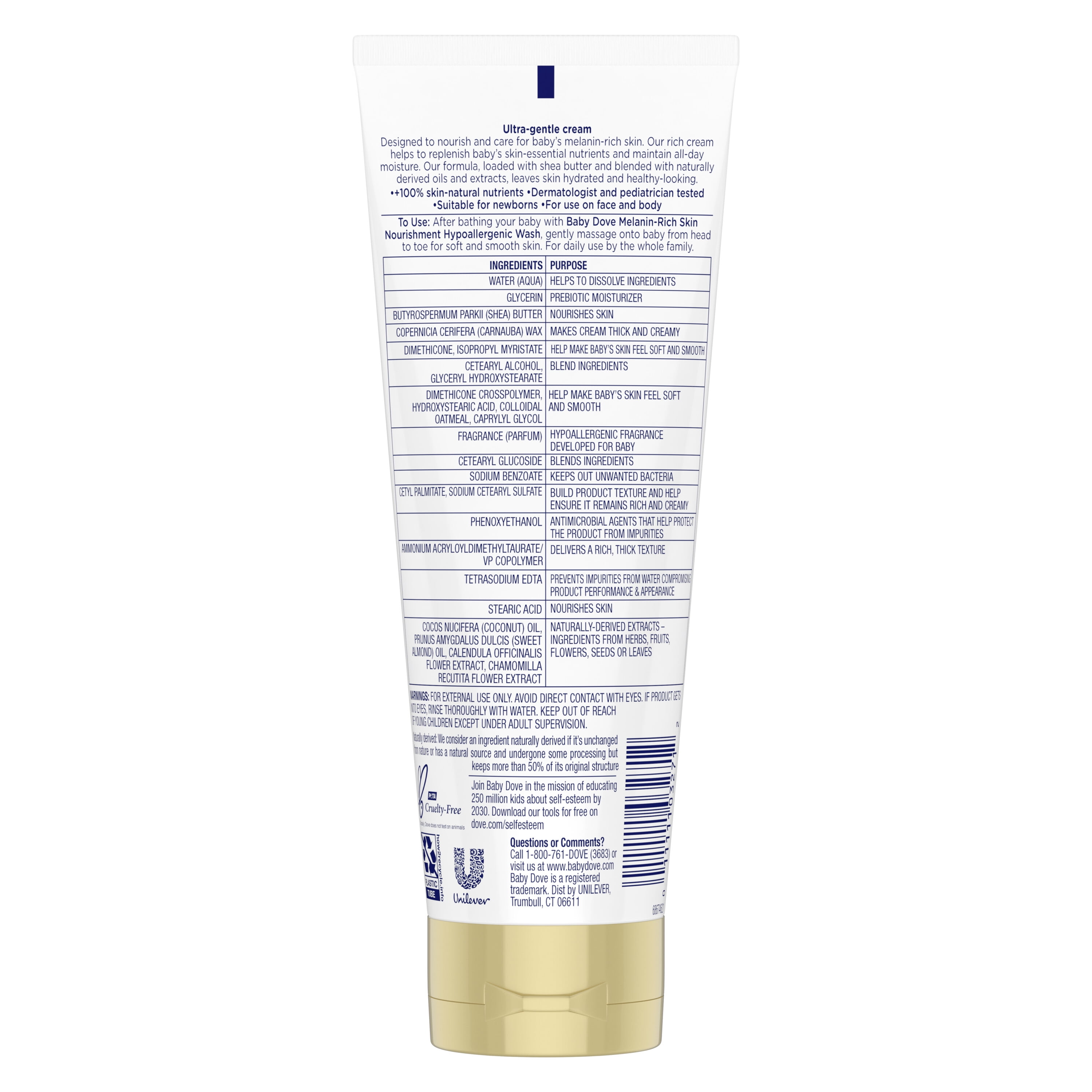 Baby Dove Sensitive Baby Cream Baby Skin Care Melanin-Rich Skin Nourishment Hypoallergenic and Non-Greasy, 8 Fl oz