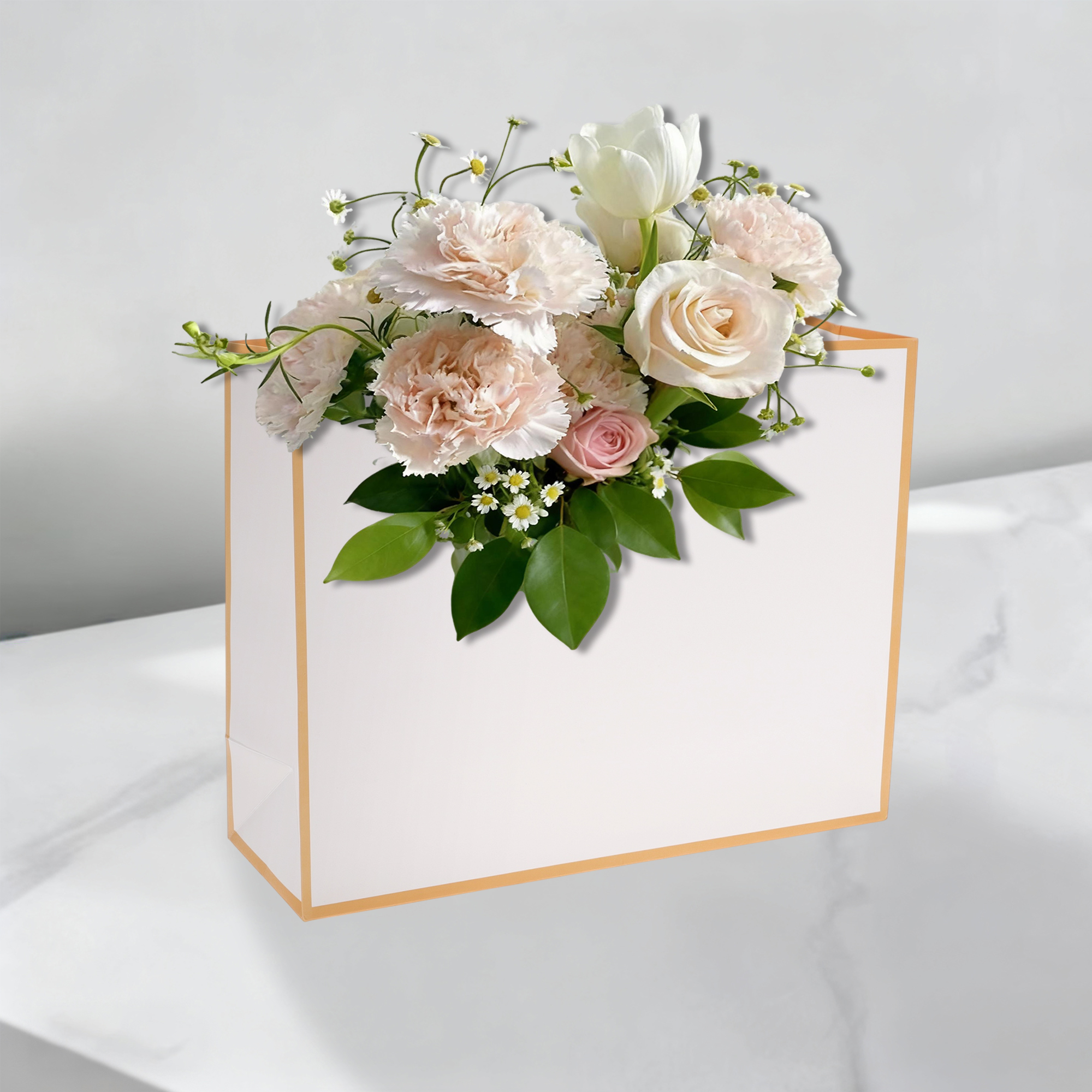 Unique Bargains Simple Gift Bags 4 Pcs for All Occasions Rose Gold Tone White