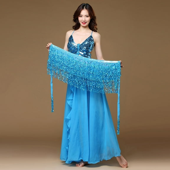 GERsome Belly Dance Sequin Tassel Skirt Hip Scarf Belt Mini Skirt Festival Rave Clothing for Women
