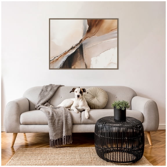 Kate and Laurel Framed Canvas Wall Art Print Element II by Amy Lighthall, 38 x 28 Sylvie Dark Gold Frame, Modern Contemporary, Abstract Art for Wall Decor