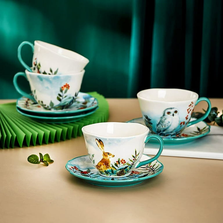 Coffee Cup Set of 6  Luxurious 18-Piece Handcrafted Porcelain