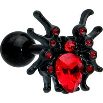 Body Candy 16G Womens Black PVD 316L Steel Red Spider Cartilage Earring Helix Tragus Jewelry 1/4"