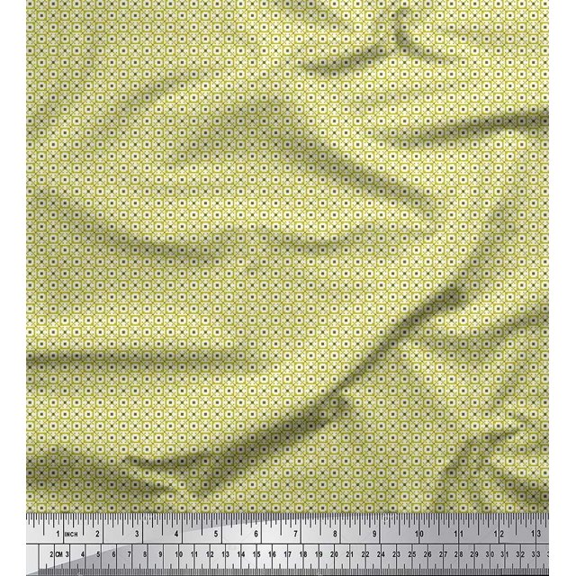 Soimoi Polyester Crepe Fabric Geometric Small Print Fabric by Yard 42 Inch Wide