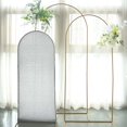 thumbnail image 2 of Efavormart 5ft Shiny Silver Spandex Fit Round Top Backdrop Frame Stand Cover, 2-Sided Metallic Sparkly Wedding Arch Cover, 2 of 6