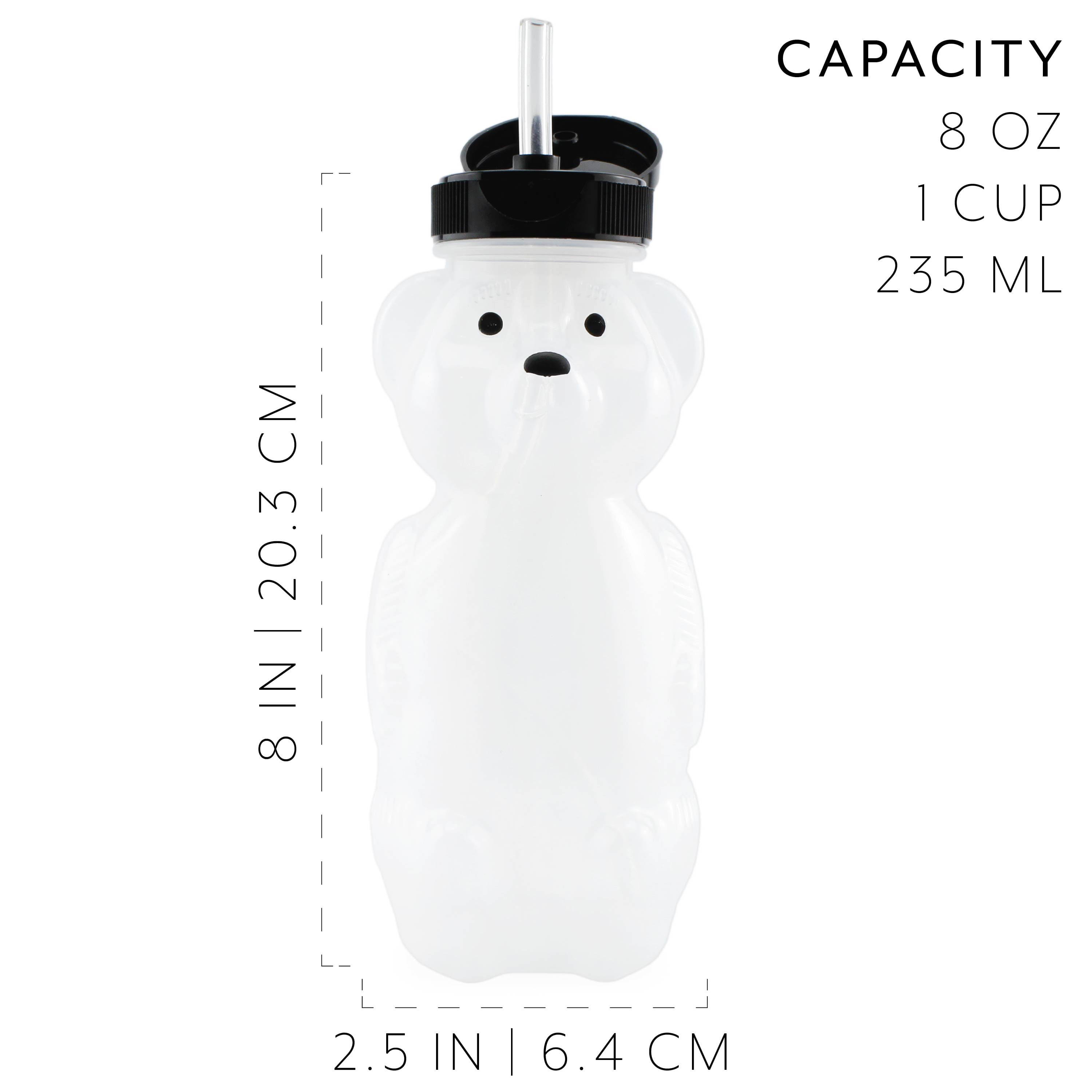 8pcs/set Plastic Bear Shaped Cups With Straw, Suitable For Home
