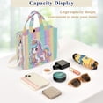 thumbnail image 4 of Corduroy Composite Fabric Tote Bag Magnetic Snap Large Capacity Crossbody Bag Beige Shoulder Strap Cute Cartoon Unicorn, 4 of 8