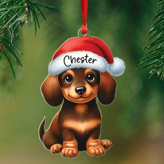 Personalized Dachshund Christmas Ornament 2025, Custom Wiener Dog 2D Shaped Acrylic Ornament, Dachshund Ornaments for Dog Mom or Dad, Christmas Tree Decor for Puppy Owner, Pet Lover Keepsake Gifts